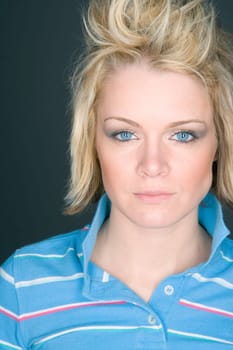 Striking blue eyes and fauxhawk