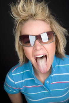 Woman sticking her tongue out