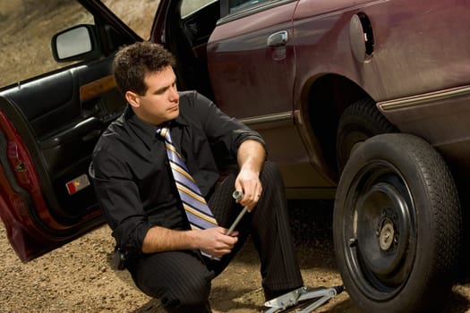 Changing a flat tire