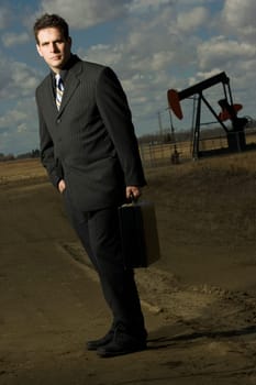 Man and oil rig
