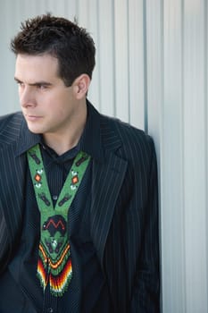 Man with aboriginal apparel