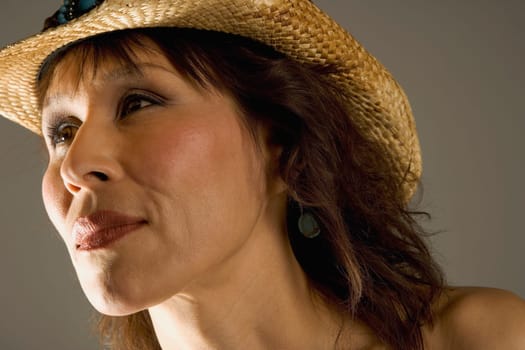 Woman in straw hat