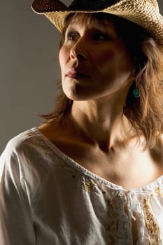 Woman in straw hat