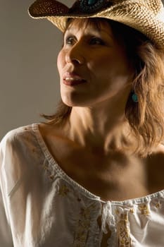 Woman in straw hat