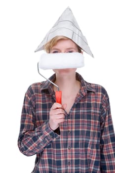 Woman with painter's roller