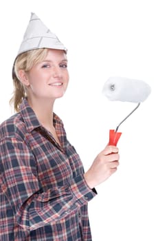 Woman with painter's roller