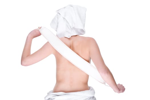 Young woman with massage belt
