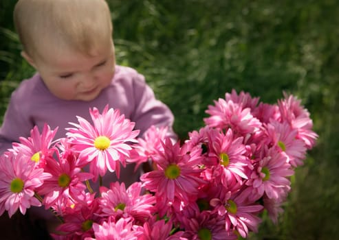 Baby with flowers