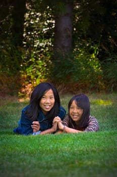 Sisters holding hands