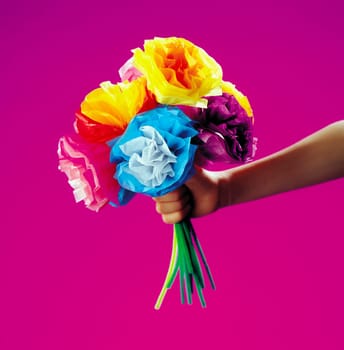 Bouquet of flowers with pink background
