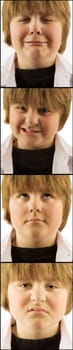4 images of young boy with varying faces