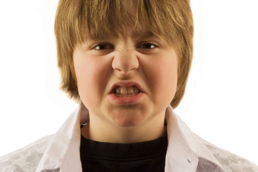 Young boy making silly face