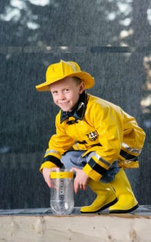 Boy in the rain