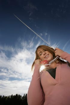 Woman talking on phone