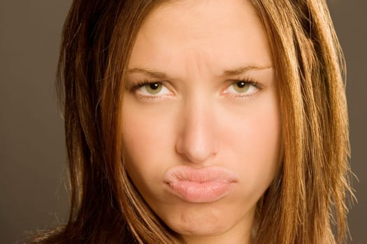Brunette model pouting