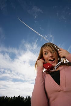 Front view of woman talking on phone