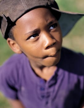A boy making a face