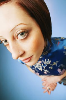 Close-up of woman from above