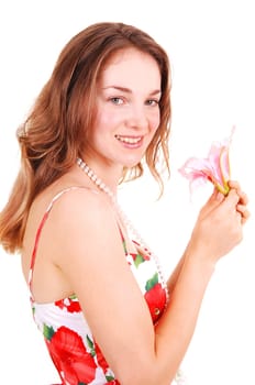 Beautiful woman with Lilly.