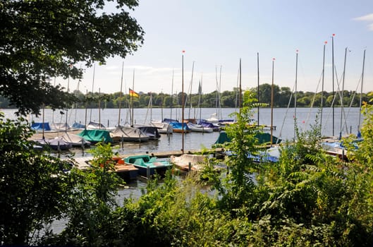 Boat harbour on the Outer Alster