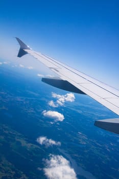 A view of clouds from an airplane window