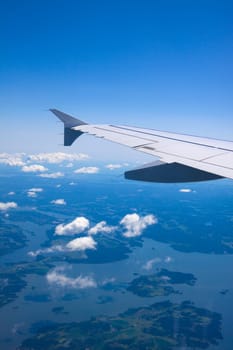 A view of clouds from an airplane window
