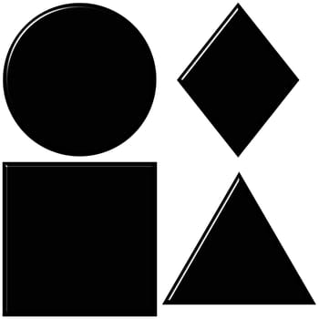 3d black shapes with reflection