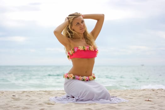 Blonde on beach