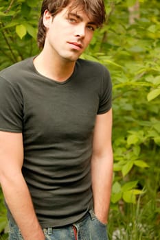 Man with black t-shirt