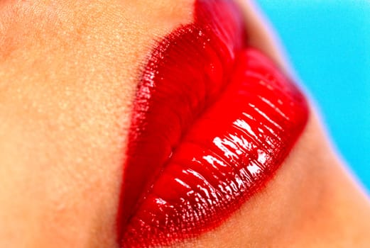 Lips with red lipstick