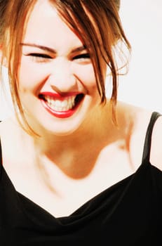 Woman laughs