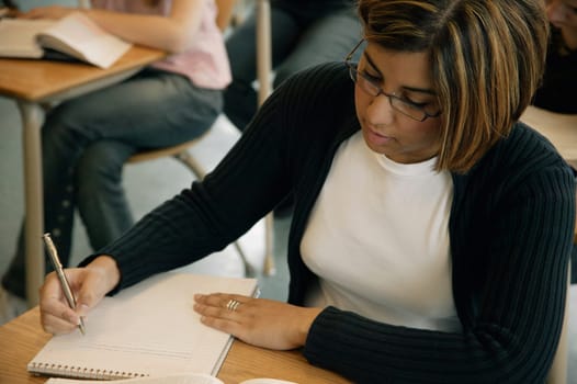 Student writes notes