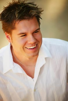 Man smiles