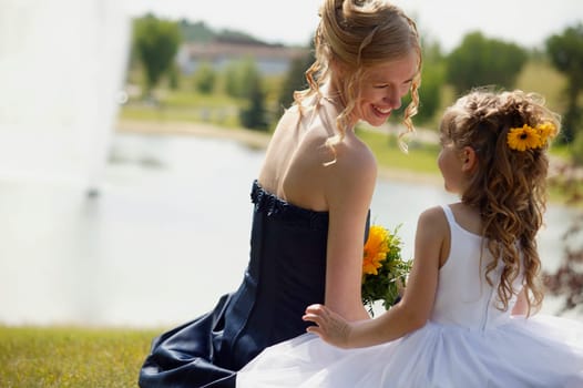 Bridesmaid and flower girl