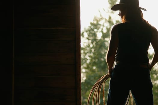 Silhouette of a cowgirl