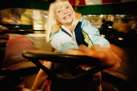 Girl at amusement park