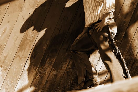 A shadow of a cowboy