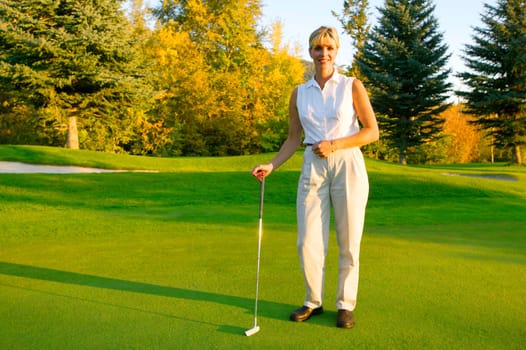 Woman with putter