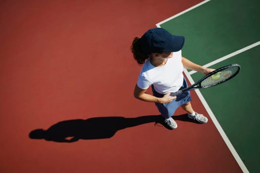 Woman plays tennis