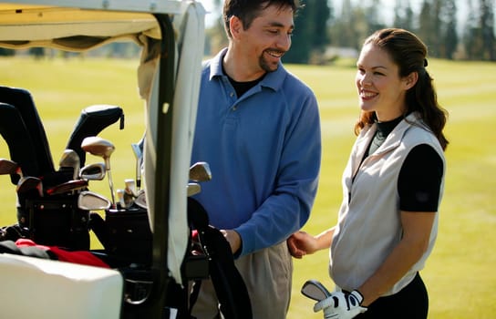 Couple go golfing