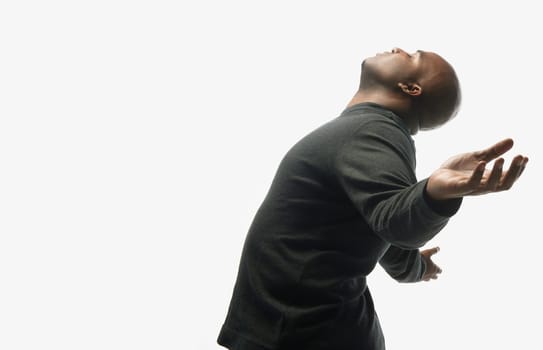 Man with arms raised