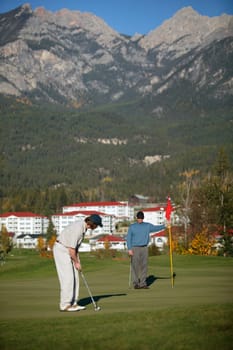 Golfers on a beautiful course