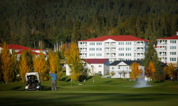 Golfing at a resort