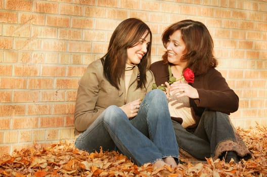 Mother and daughter share a smile