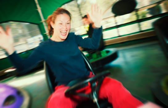 Woman at an amusement park