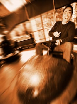 Man at amusement park