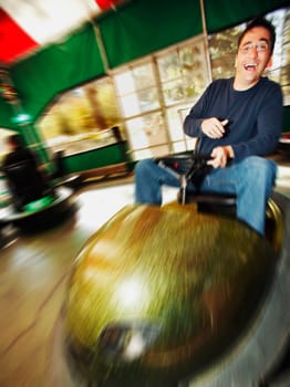 Man at amusement park