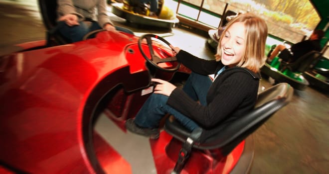 Girl at an amusement park