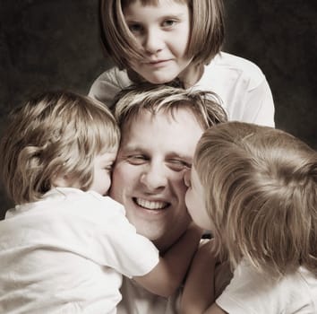 Father with daughters