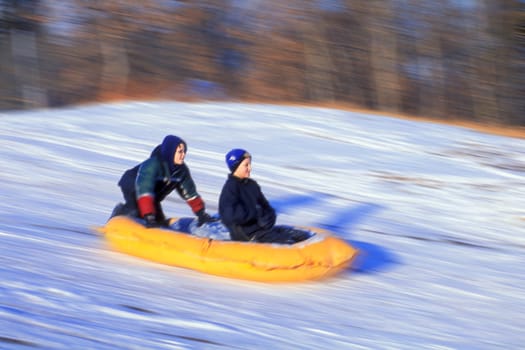 Two boys on a raft